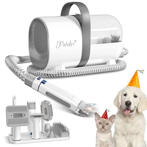 20年プロトリマー推奨 Pateker® 7 in 1 ペット用バリカンセット ペット グルーミング 掃除機 ブラシと掃除機一体型 犬 自動吸引で抜け毛ケア 低騒音＆ 向け 犬猫対応美容器 換毛期対策