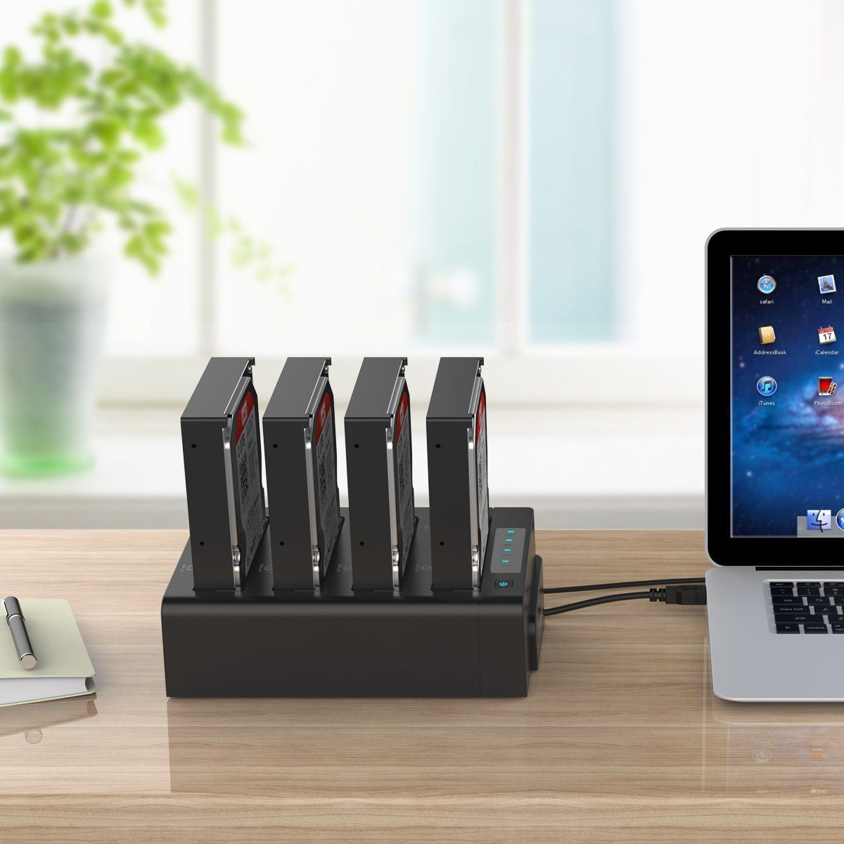 対応 4ベイ HDD SSD ハードディスクケース SATA 3.5インチ 工具不要 10TB 4台対応 2.5 電源アダプター付 クローン機能付き HDDケース ブラック USB3.0 6648US3 ORICO