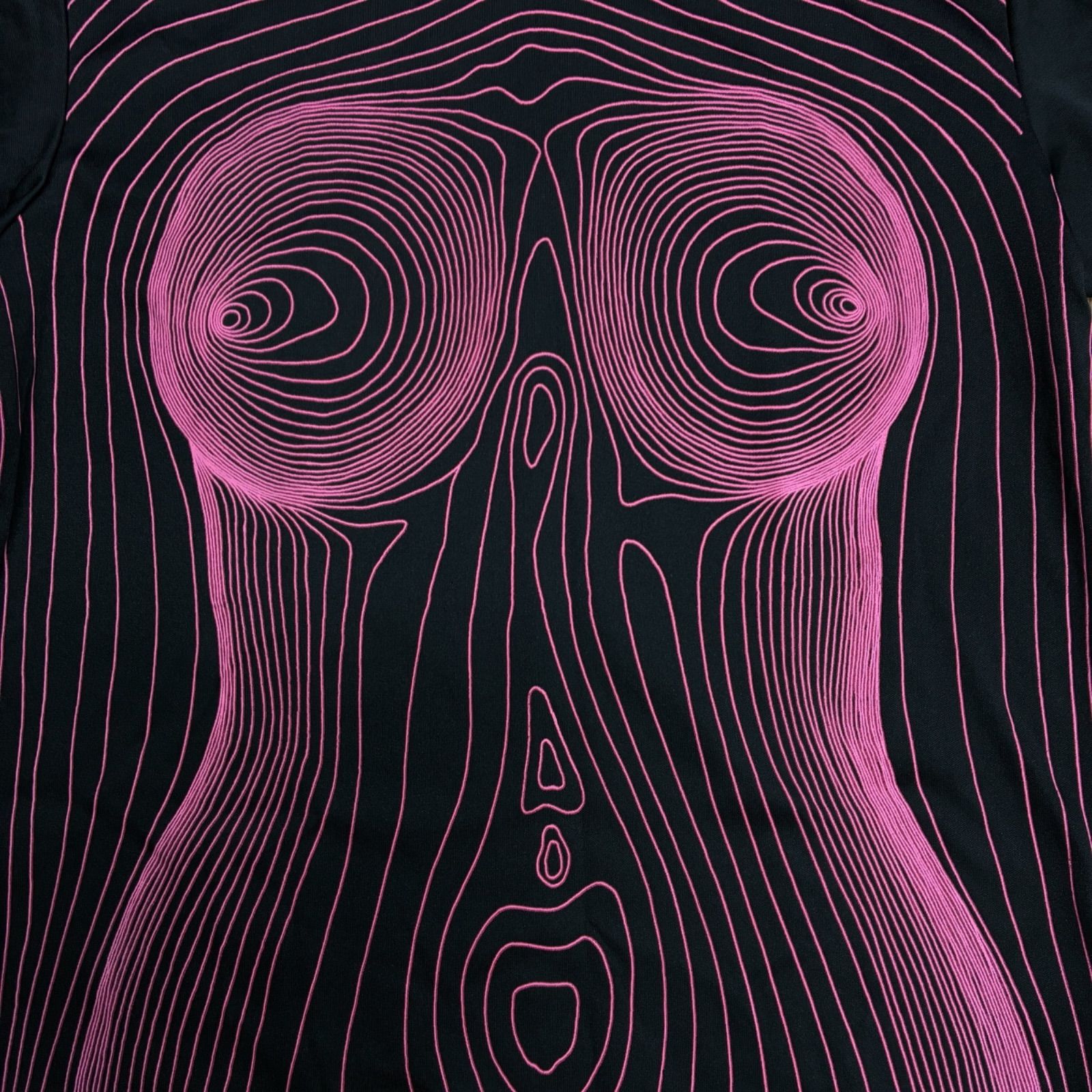 FOTUS フェトウス ボディパターン Tシャツ ブラック ネオン ピンク