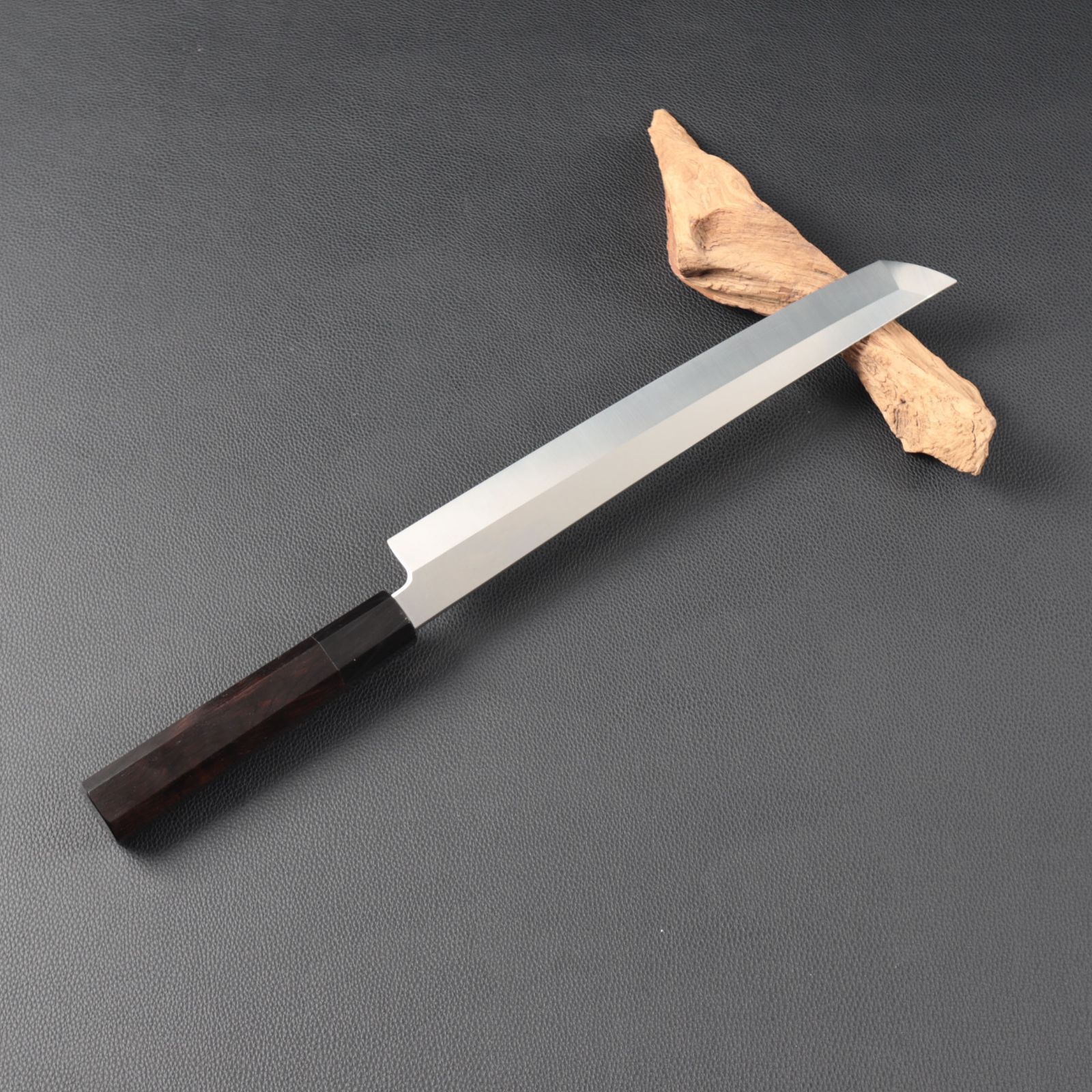 左利き刺身包丁 左利き先丸柳刃 9寸 刃渡り270mm 普通表面仕上げ 本刃付け 八角柄 時選択