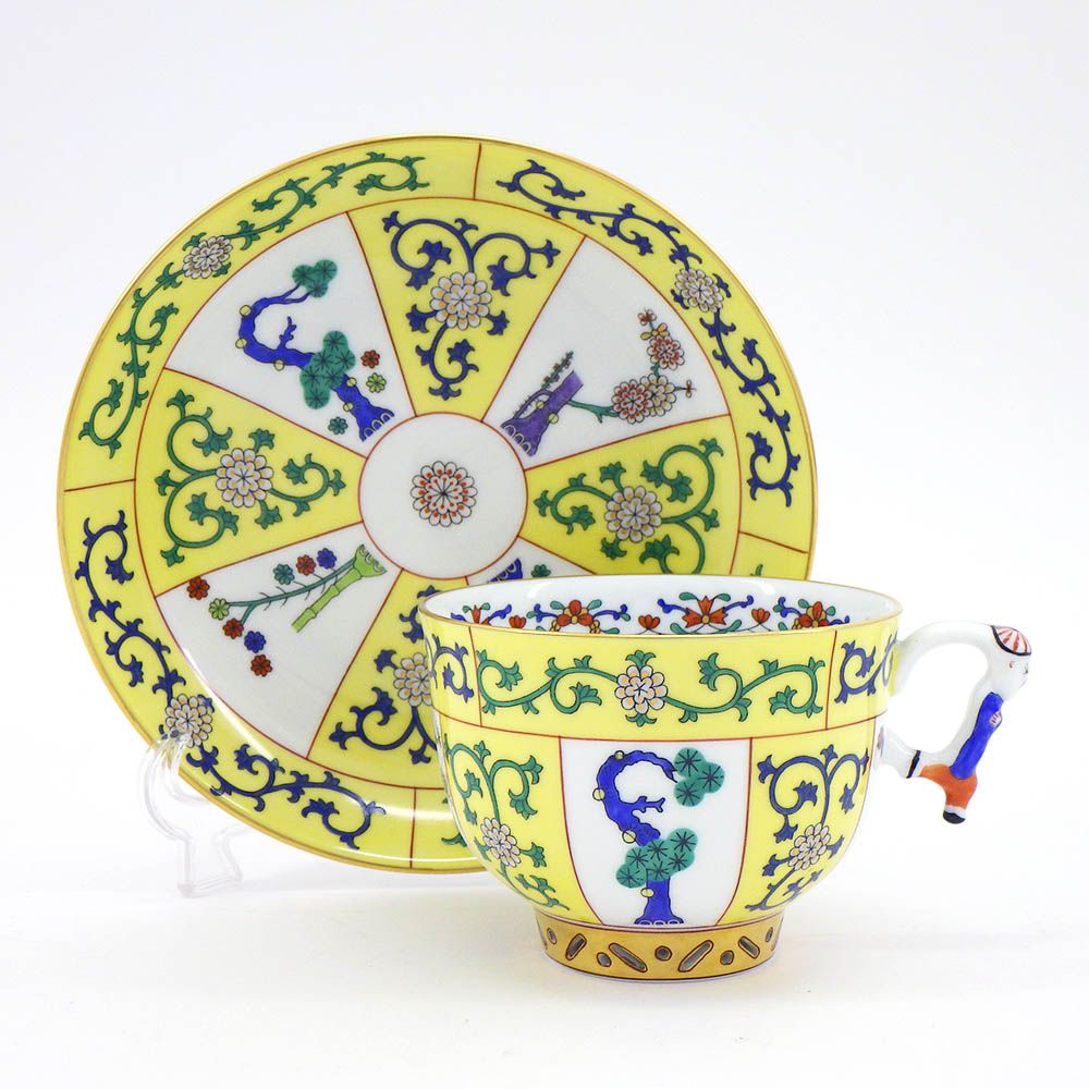 HEREND ヘレンド 西安の黄 (SJ) ラージカップ＆ソーサー ペインター
