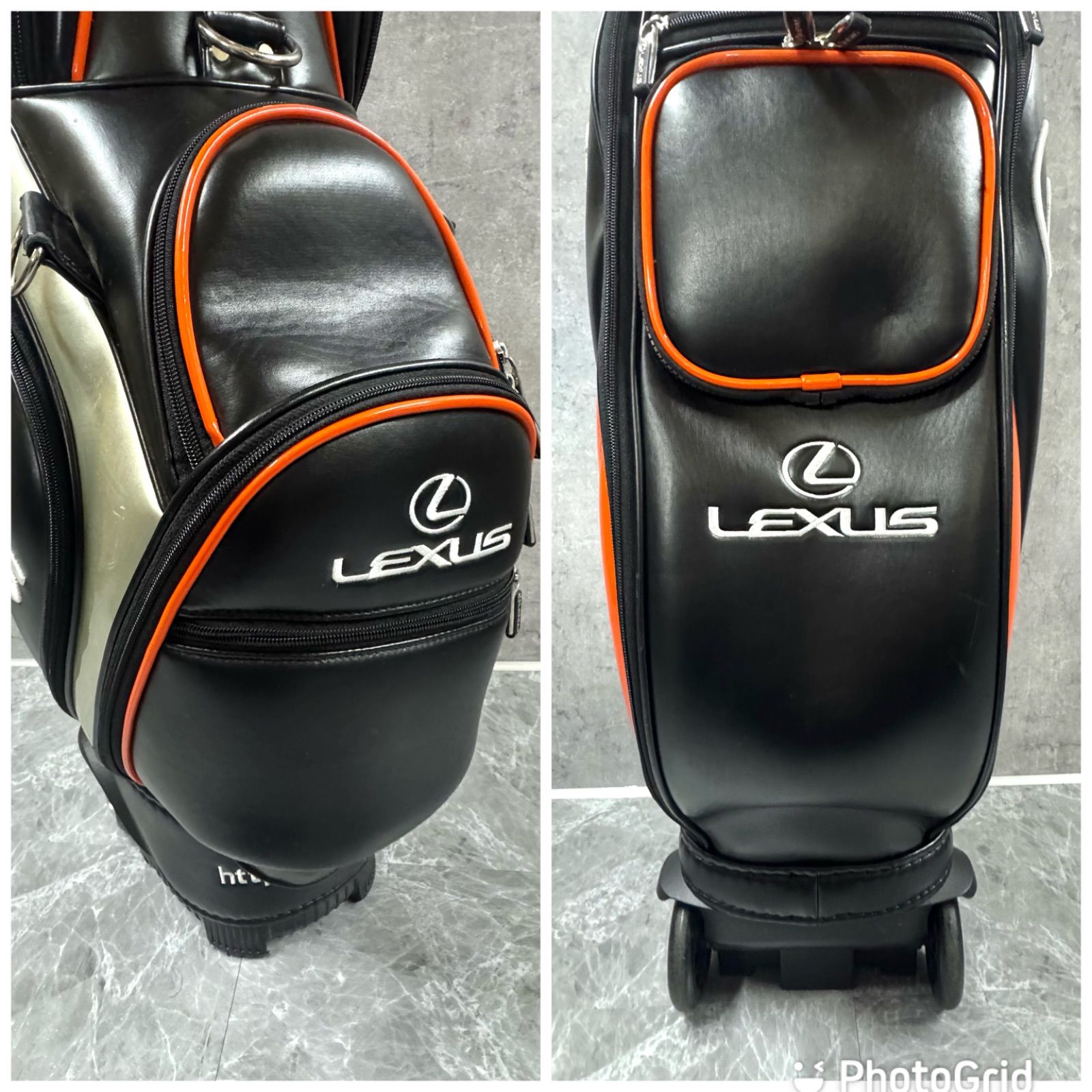 LEXUS ゴルフキャディバッグ オレンジ ブラック 訳アリ】ゴルフバック キャディバック ブラック/オレンジ メンズ