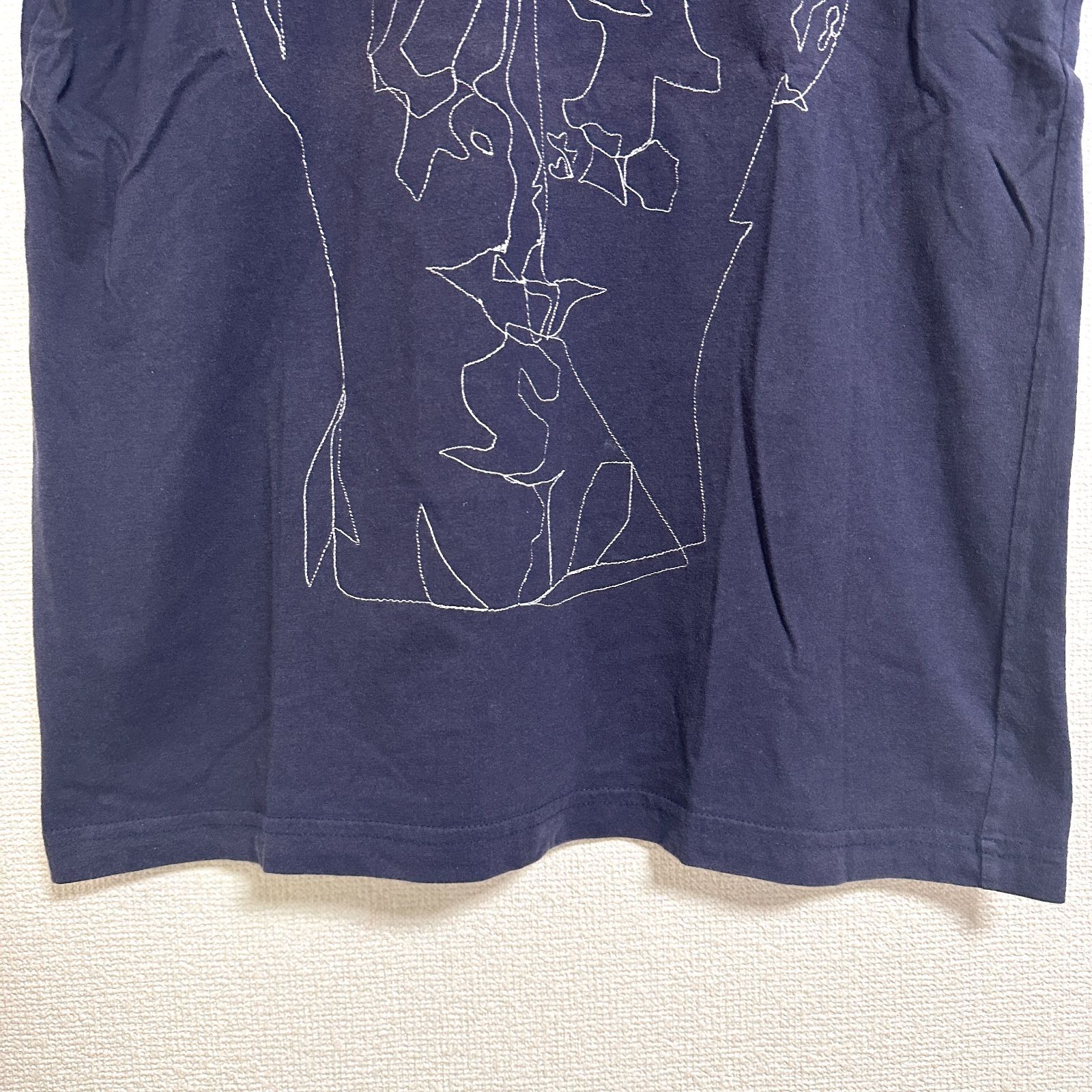 BLESS N°09 Stitched Starcut フェイス刺繍Tシャツ M ネイビー