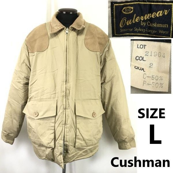 Cushman|クッシュマン 肩ヨーク|リバーシブルダウンジャケット メンズL|ベージュ × 緑 ビンテージレプリカ|Coat|Jacket|Jumper◆cBH935<sale>