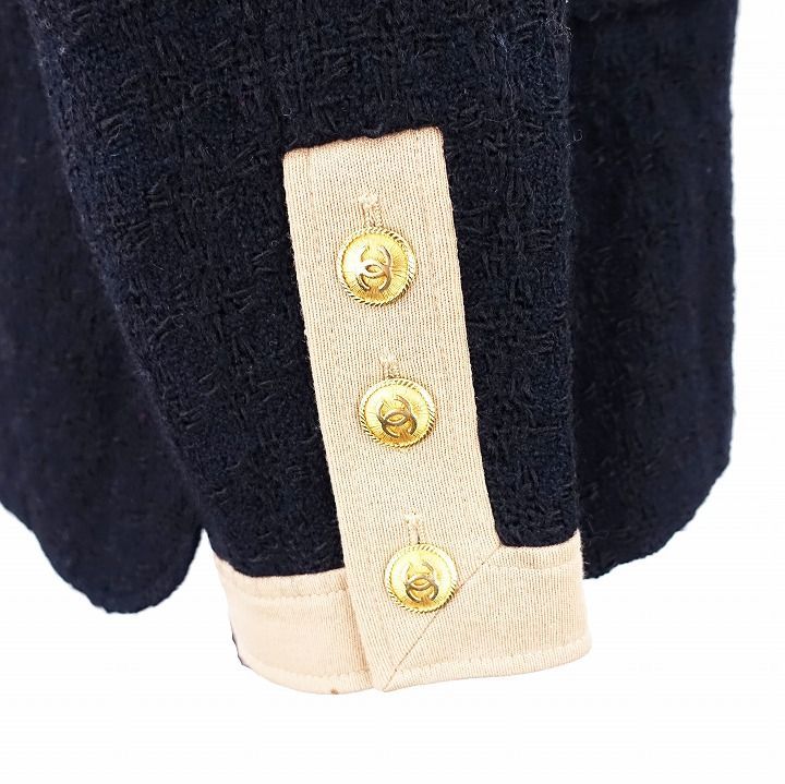 ヴィンテージ シャネル CHANEL ツイード ノーカラー ジャケット