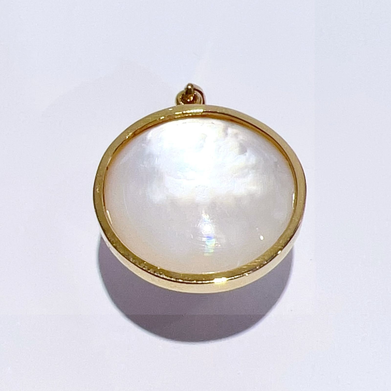 K18 YG 天然 マベパール ネックレス ペンダント トップ 15.3mm