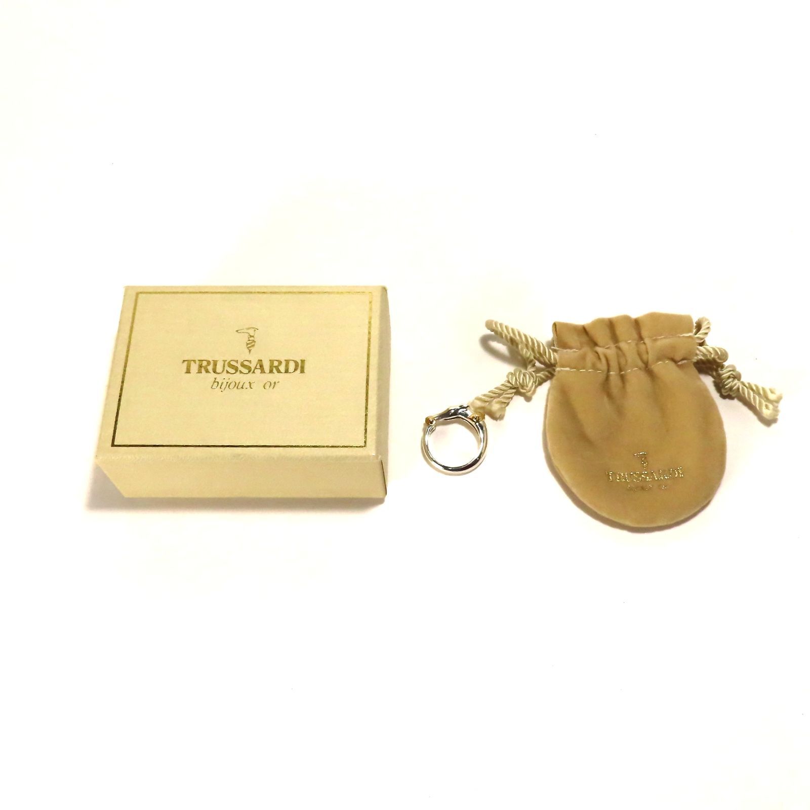 新品同様 美品 Trussardi トラサルディ ドッグ 犬 リング 指輪 K18