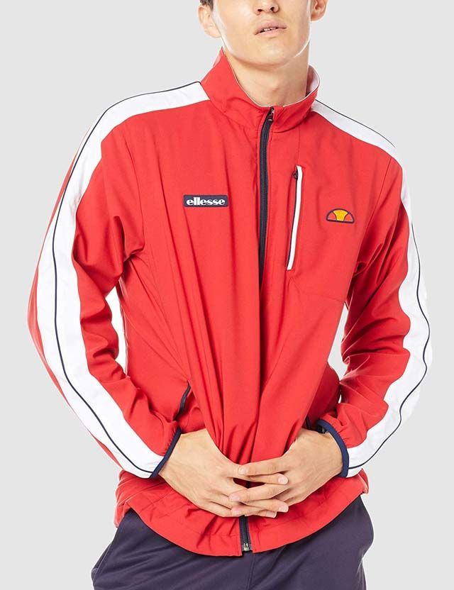 Mサイズのみ ellesse エレッセ ベースラインジェットジャケット メンズ レーシングレッド 春秋 ETS59302-RR -M