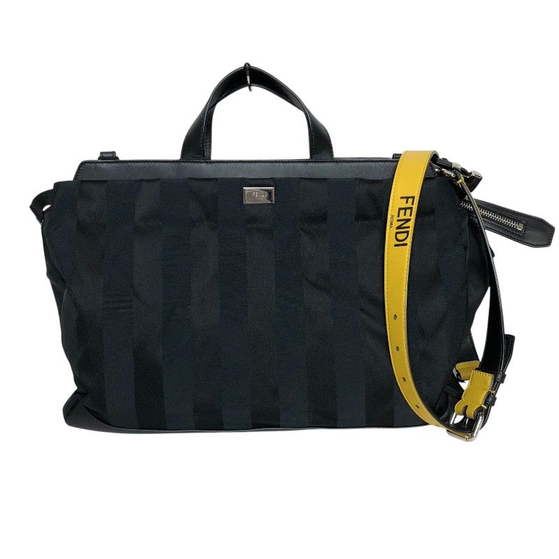 フェンディ FENDI ピーカブー アイコニック ミディアム 7VA501 ブラック シルバー金具 ナイロン レザー メンズ ハンドバッグ