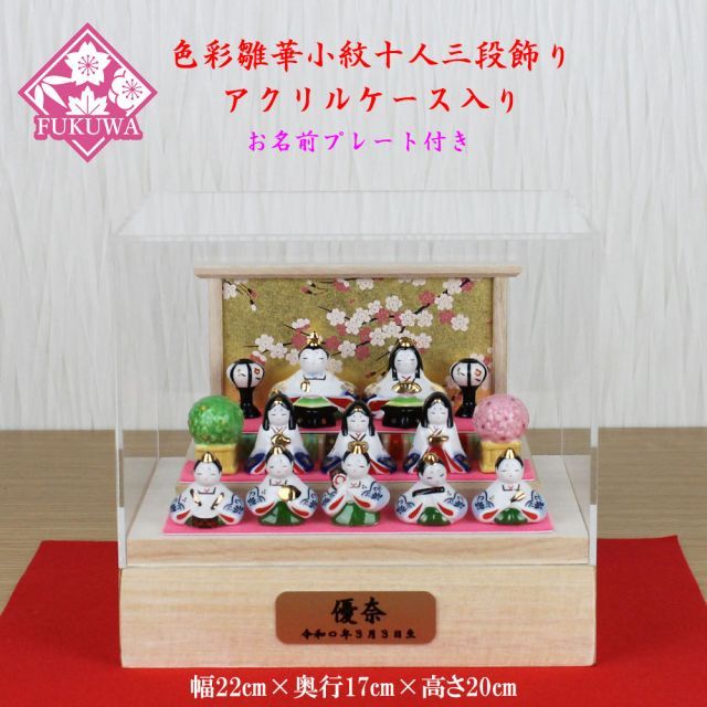 雛人形 ケース飾り ケース入り コンパクト (色彩雛華小紋