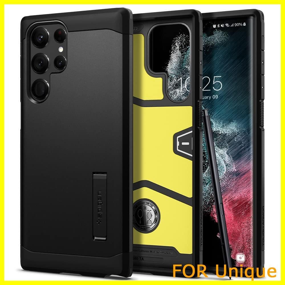 【数量限定】Spigen Galaxy S22 Ultra ケース [ SC-52C | SCG14 ] 3層構造 スタンド付き 米軍MIL規格取得 カメラ保護 傷防止 衝撃吸収 ワイヤレス充電対応 タフ・アーマー ACS03923 (ブラック)