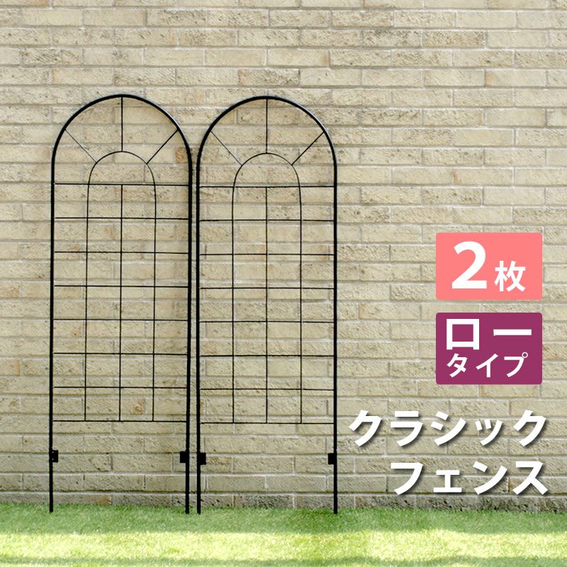クラシックフェンス ロータイプ 2枚組 フェンス ゲート 扉 アイアン ガーデンフェンス ガーデニング 枠 柵 仕切り 目隠し 境目 クラシカル アンティーク トレリス ベランダ つる 薔薇 バラ 朝顔 園芸 ラティス