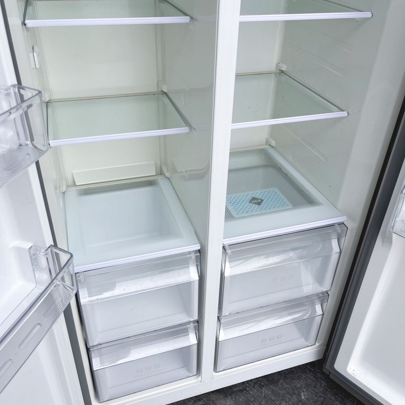 17取付無料！AQUAスタイリッシュシルバーパノラマオープン 449L大型