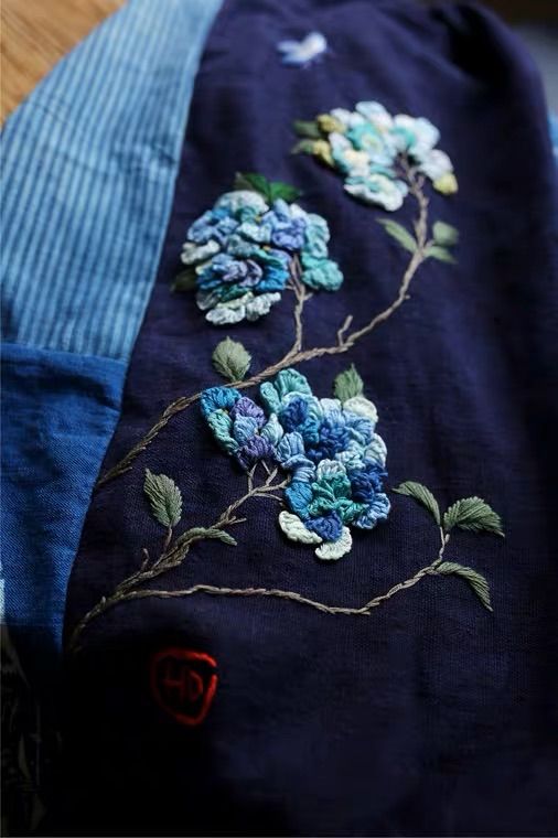千愛の森　手作りハンドメイド刺繍古布手織り布スカートスカート