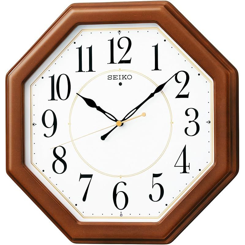 セイコークロック Seiko Clock 掛け時計 電波 アナログ 八角型 木枠 茶 木地 KX 389 B