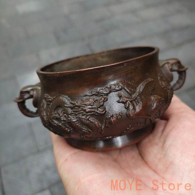 銅製 香炉 三足香炉 龍鳳香炉 薫香炉 仏堂挿し香炉 装飾品 工芸品 置物 銅製 香炉 三足香炉 龍鳳香炉 薫香炉 仏堂挿し香炉 装飾品 工芸品