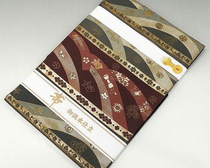 名古屋帯 新品仕立済 正絹 西陣 吉祥四季花幾何模様 名古屋帯 新品 仕立て上がり h2740 名古屋帯 新品仕立済 正絹 西陣 吉祥四季花幾何模様 名古屋帯 新品