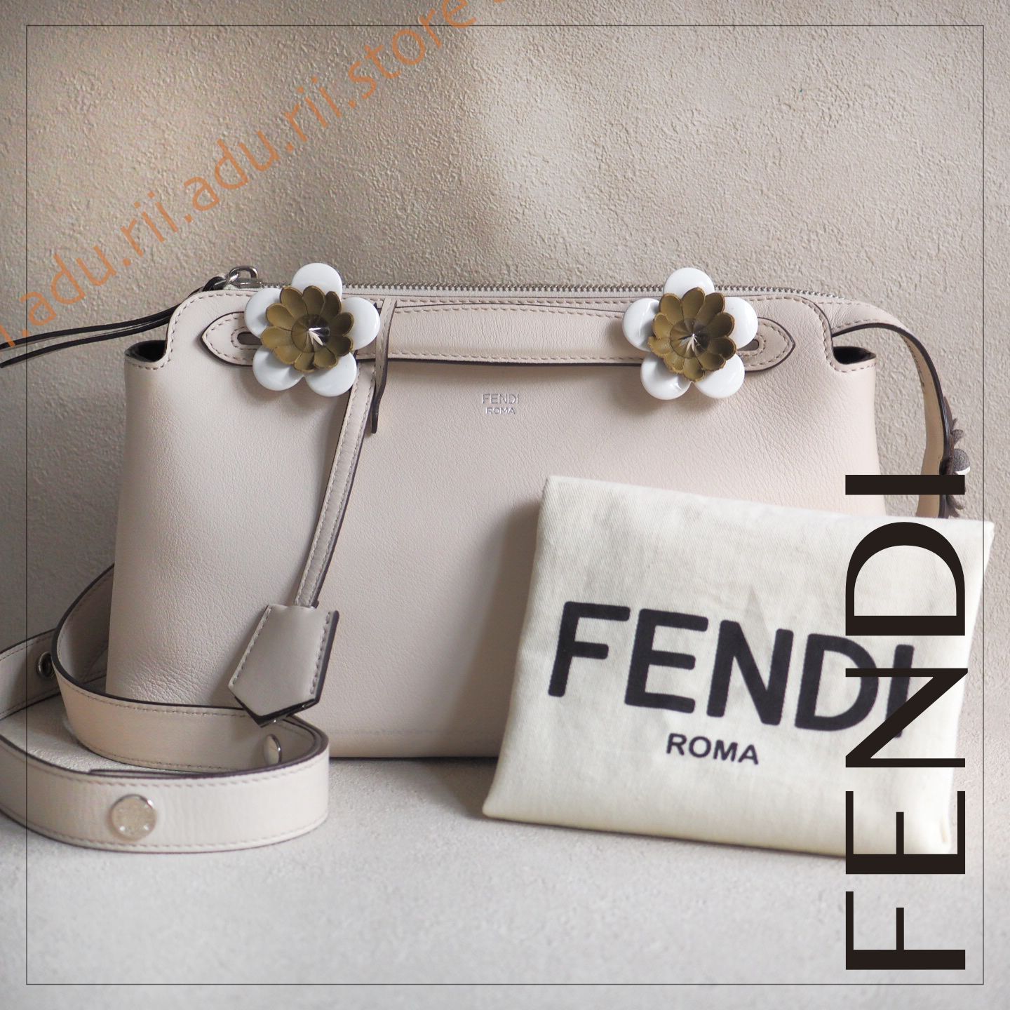 フェンディ FENDI バイザウェイ 2WAY ハンドバッグ ショルダーバッグ フラワー アイボリー 白 花 8BL124 0YU 178 8762 スタッズ ブランド