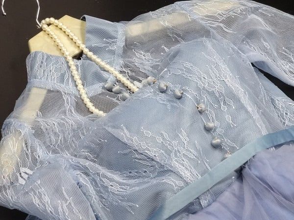 M 胸元刺繡チュ－ルレースロングドレス