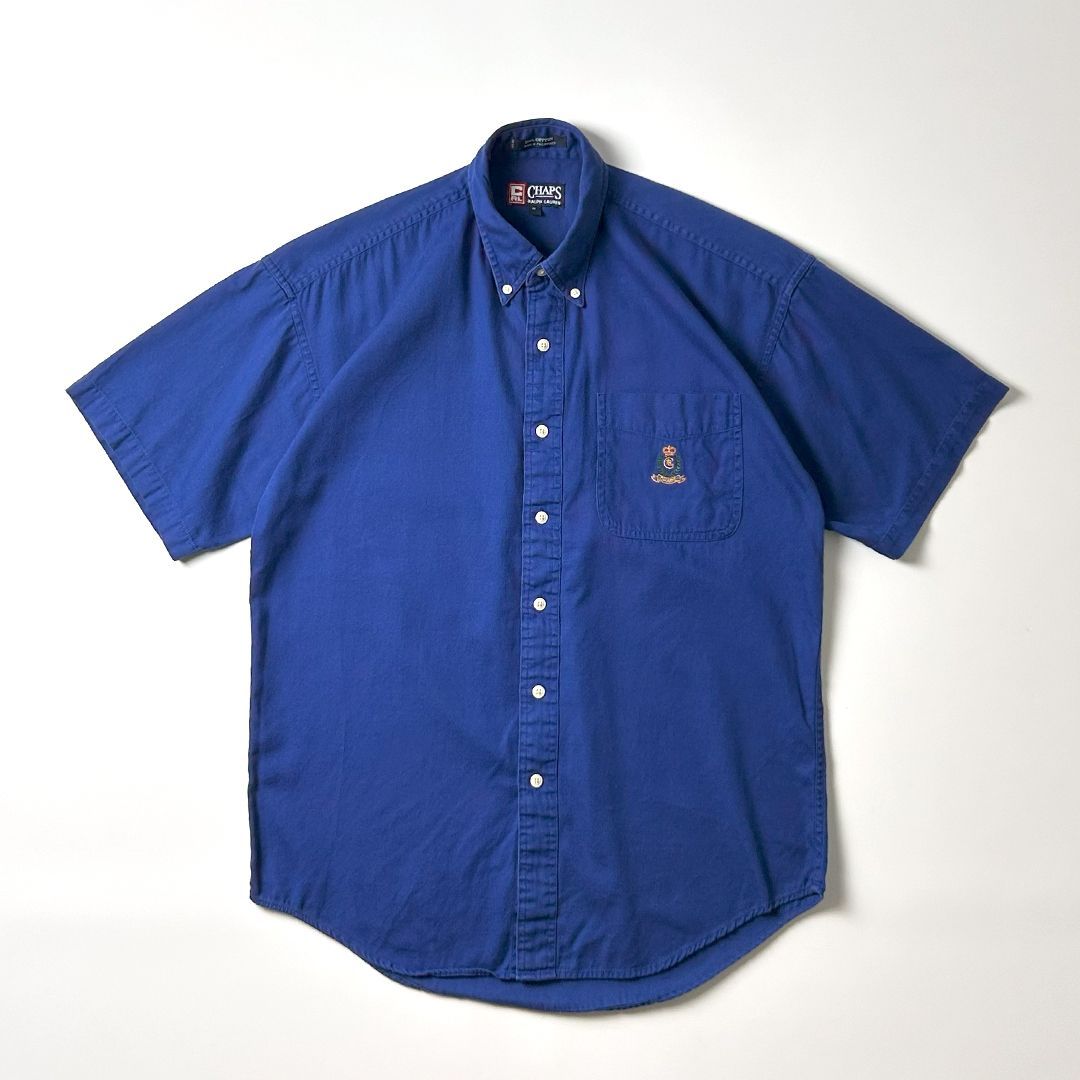 CHAPS Ralph Lauren 半袖ボタンダウンコーデュロイシャツ M 刺繍