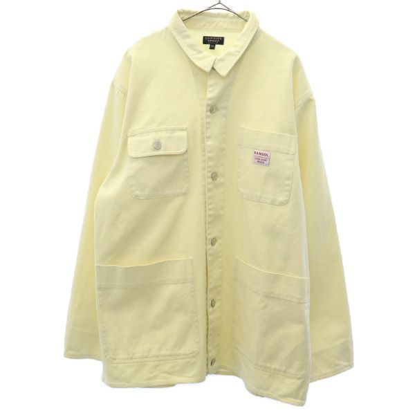 ジップファイブ カンゴール コラボ ロゴタグ デニムジャケット XL ホワイト ZIP FIVE KANGOL ジージャン メンズ 古着 【231207】