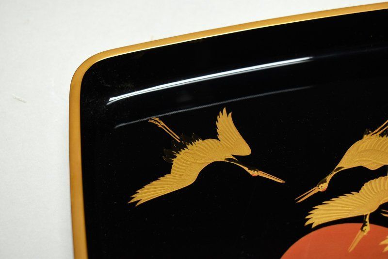 蔵A5051L 輪島慶塚 作 日の出鶴蒔絵 万寿盆 共箱 IMPECCABLEHEALTHCARESERVICES_COM