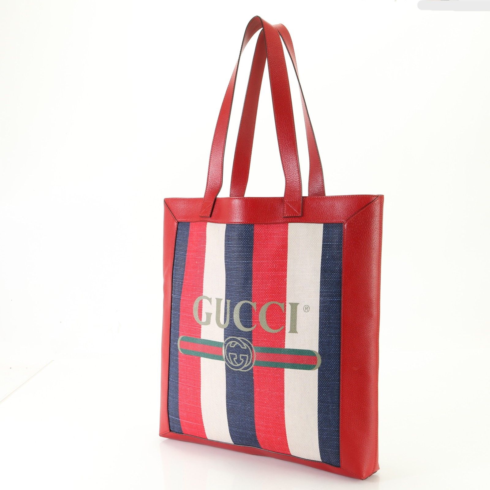 未使用 グッチ シェリー ロゴ プリント トリコロール 523781 トート  