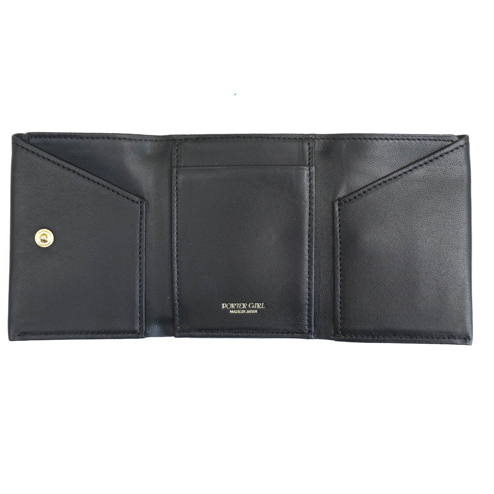 【美品】ポーター　Porter コンパクト本革財布　ブラック　レザー ポーター 吉田カバン／PORTER 財布 ウォレット レディース 女性