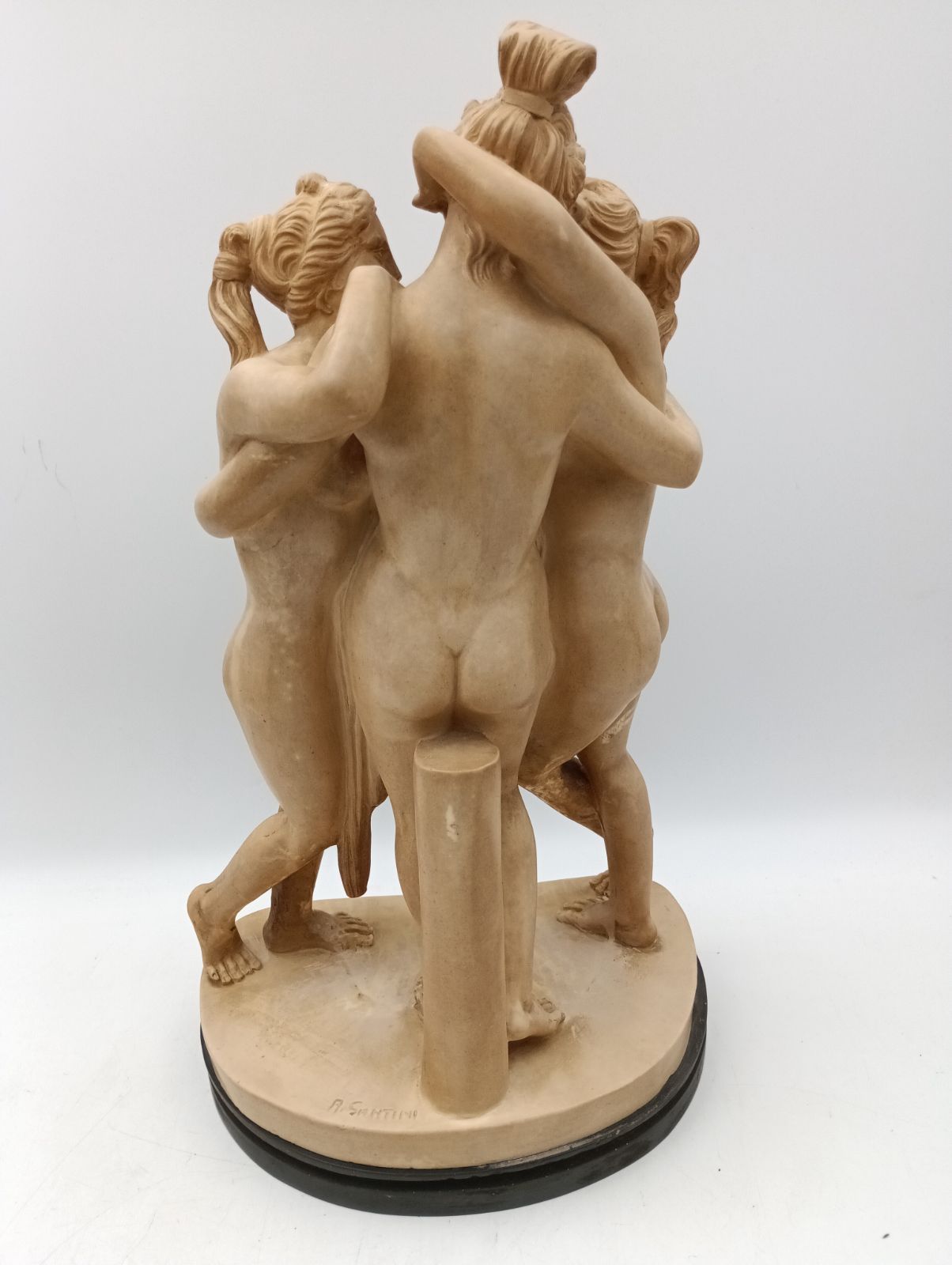 K-1260】 A SANTNI 大理石 ギリシャ神話 三美神像 裸婦像 西洋彫刻