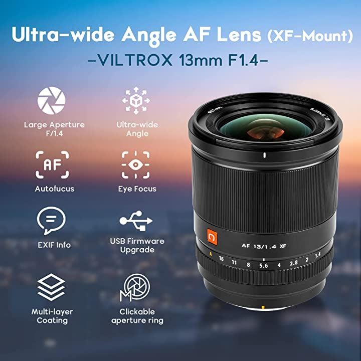 Viltrox 13mm F1.4 Xマウント 超広角 オートフォーカスレンズ 富士X