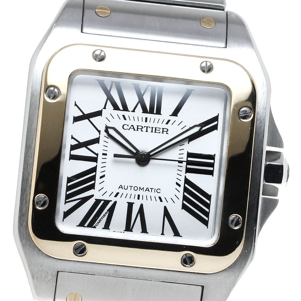 カルティエ CARTIER W200728G サントス100 LM YGコンビ 自動巻き メンズ良品_816592