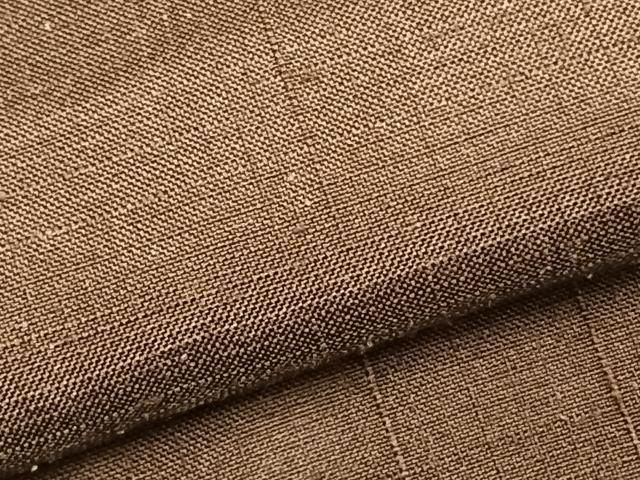 平和屋着物▽男性 紬 単衣 色無地 黄枯茶色 キングサイズ 正絹 