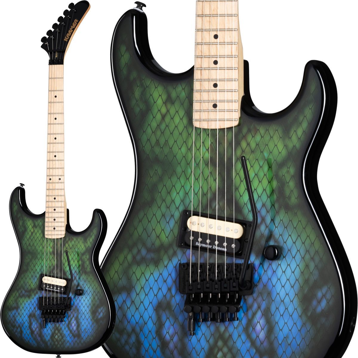 KRAMER Baretta Custom Graphics “Viper” [EVH D-Tuna] (Snakeskin Green Blue Fade)