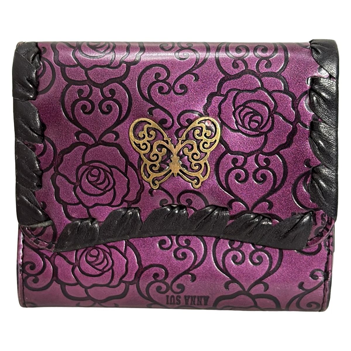 ANNA SUI - 希少 アナスイ 三つ折り財布 パープル ANNA SUI 財布