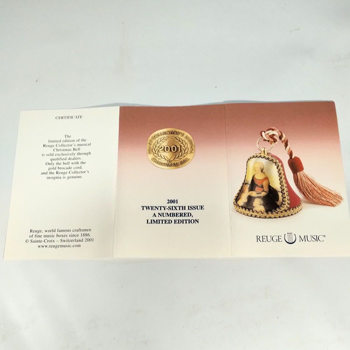 REUGE MUSIC オルゴール 2001年 クリスマスコレクターズベル