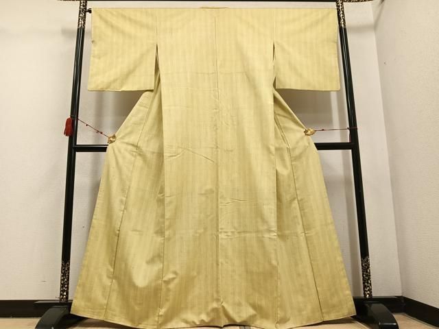 平和屋着物●紅花紬 米沢 間道 正絹 AABC4469ph