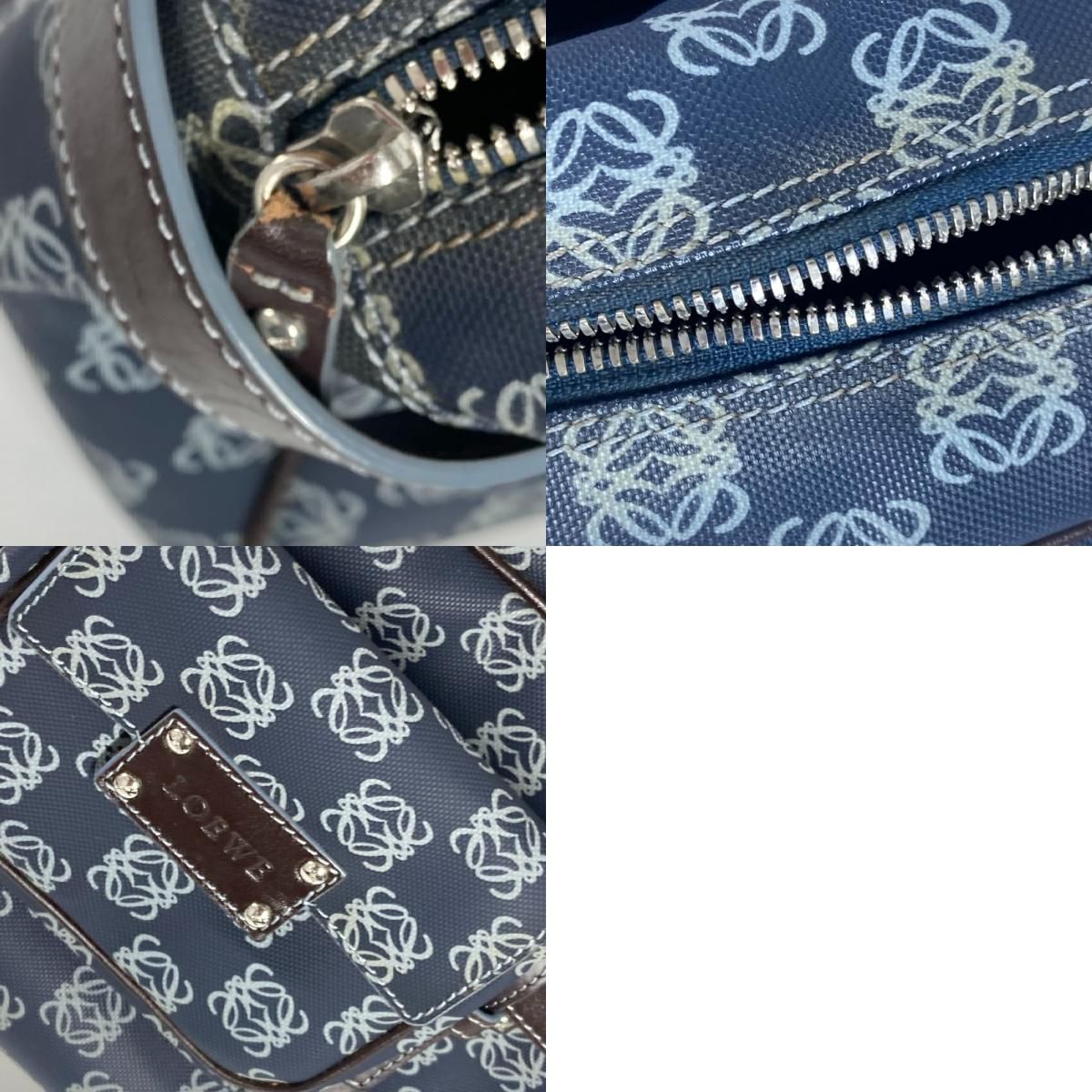 大容量【LOEWE】ボストンバッグ　リピートアナグラム柄　PVC ネイビー 大容量【LOEWE】ボストンバッグ リピートアナグラム柄 PVC ネイビー