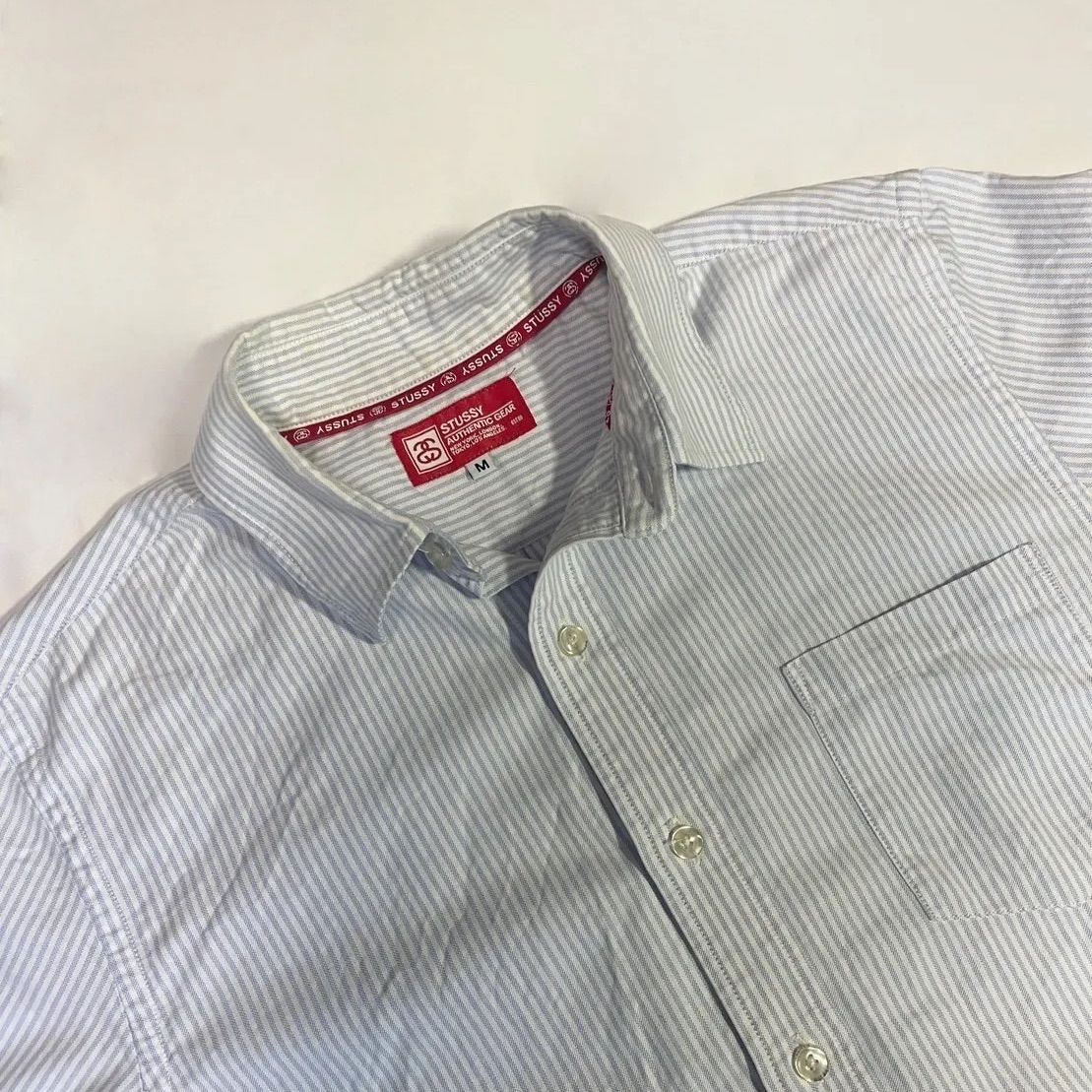 stussy authentic シャツ Mサイズ ステューシー 半袖ストライプ - メルカリ