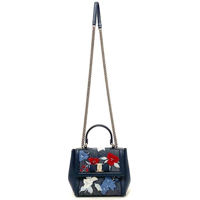 サルヴァトーレ フェラガモ 2way バッグ ネイビー ブルー ヴァラ