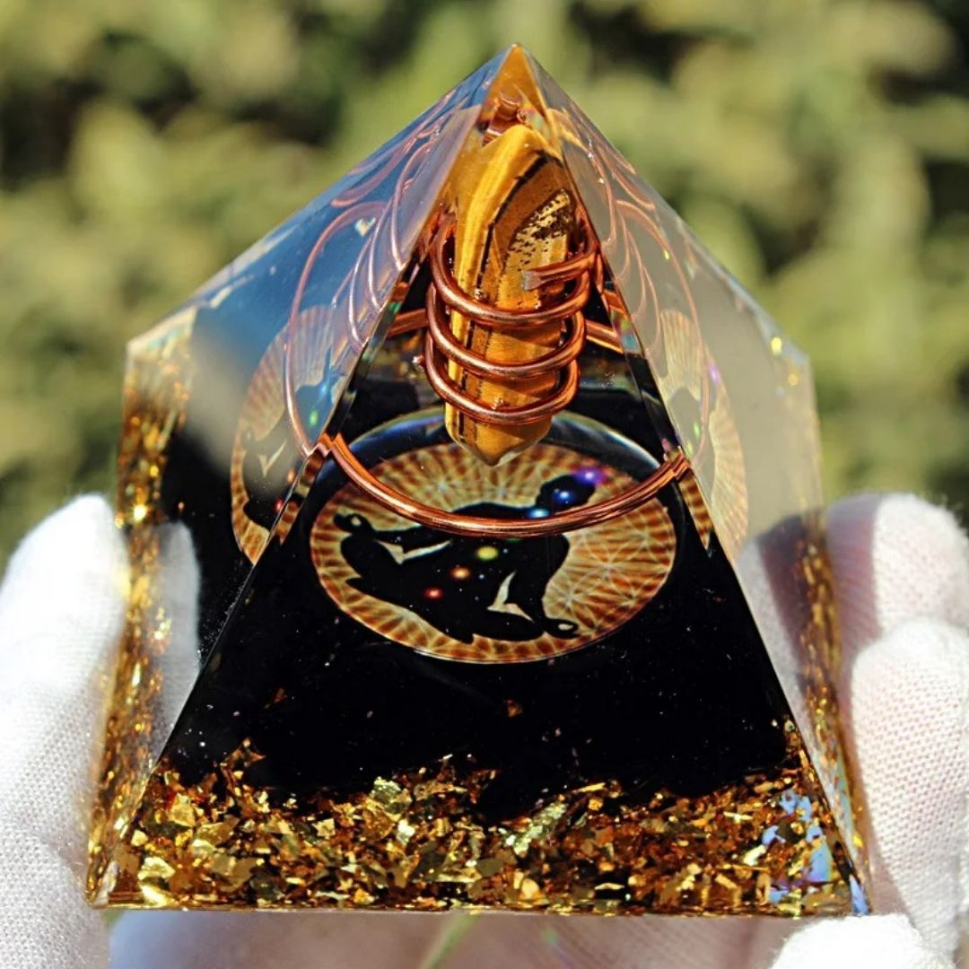 オルゴナイト 瞑想の金線結界 6cm 置物 ストーン エネルギー 発生 金箔 