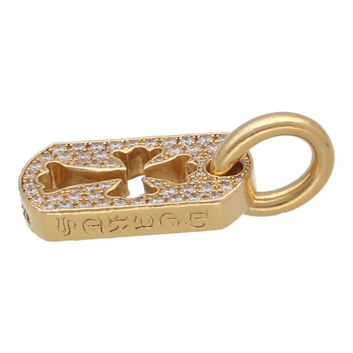 【中古】 CHROME HEARTS クロムハーツ タイニーカットアウトクロスドッグタグ 22K パヴェダイヤ ペンダント ネックレス チャーム アクセサリー インボイス 24028237 AO