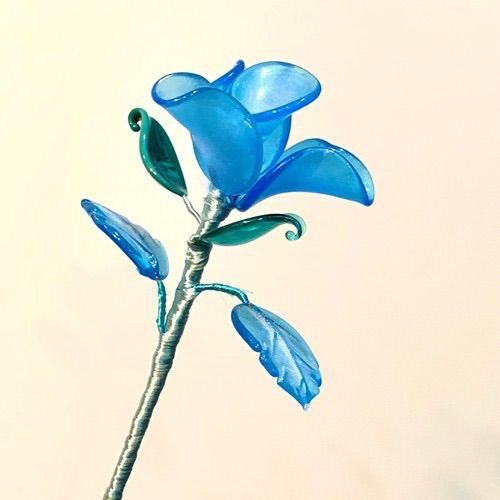ヴェネチアガラスの薔薇 splendore una rosa スプレンドーレ 3✖2 ✖2 Acquamarina satinato 艶消しの水色