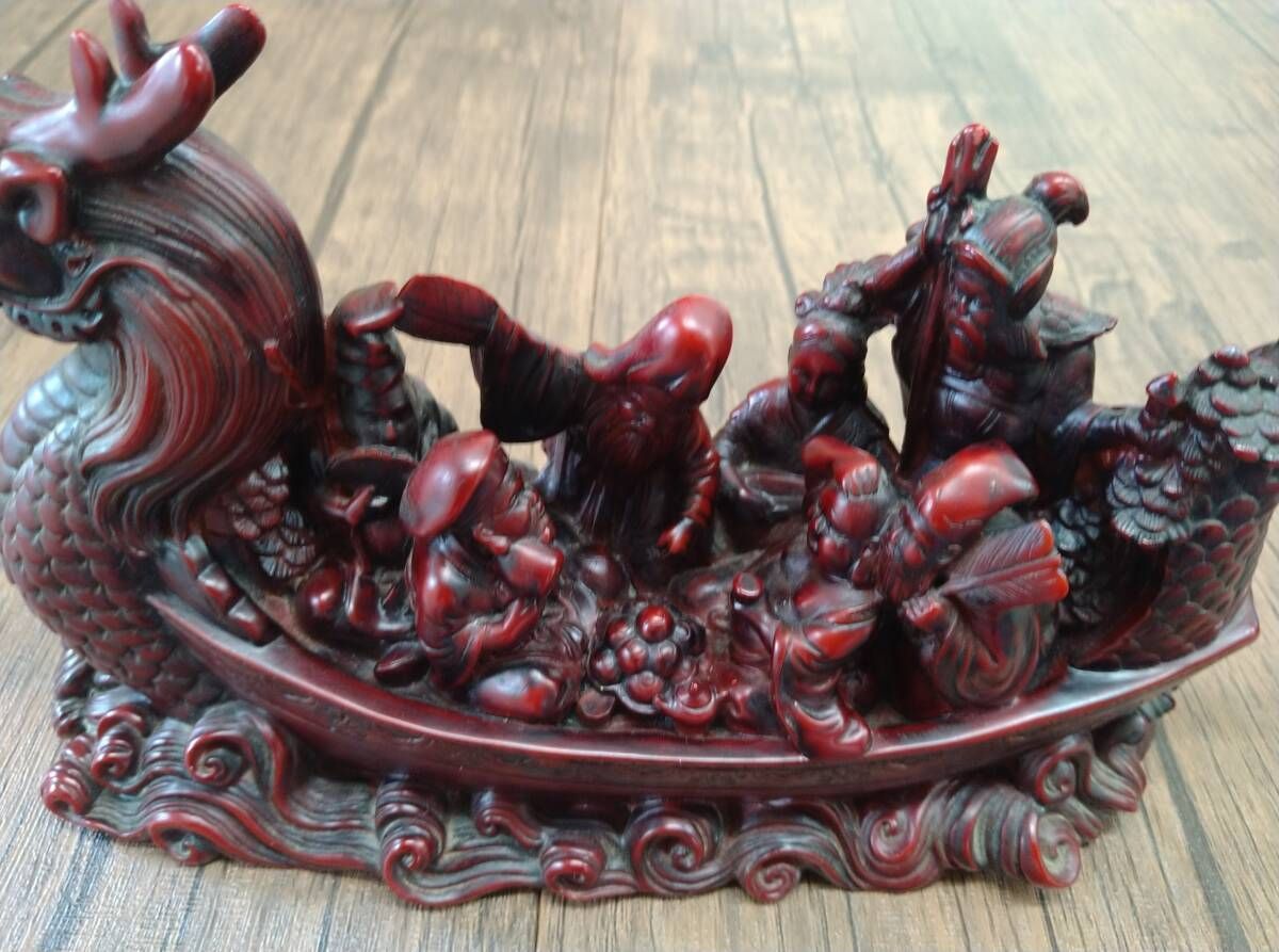 龍に乗った福の神　置物 龍に乗った七福神 置物 石製 - メルカリ