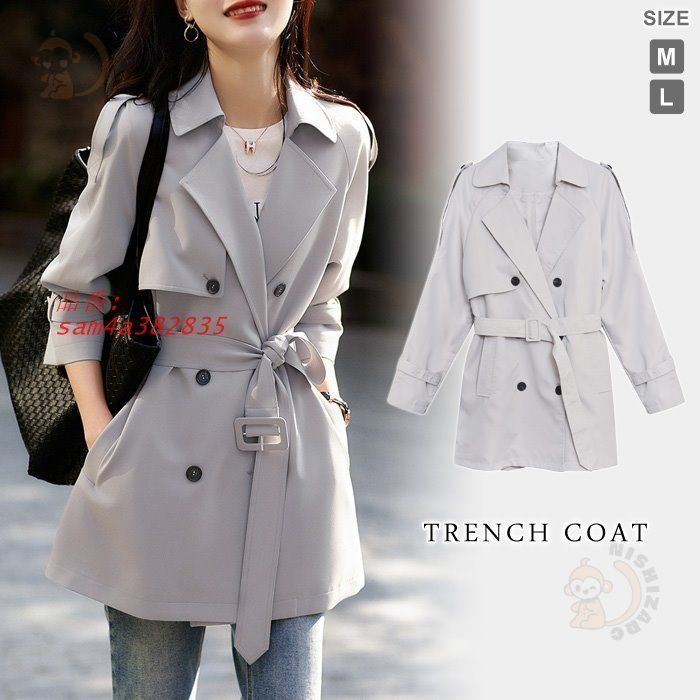 トレンチコート レディース 春 夏 春夏 アウター 送料無料 ミディアム 20代 カジュアル グレー ジャケット 無地 大人 ライトアウター オフィス コート 30代 am4a382835