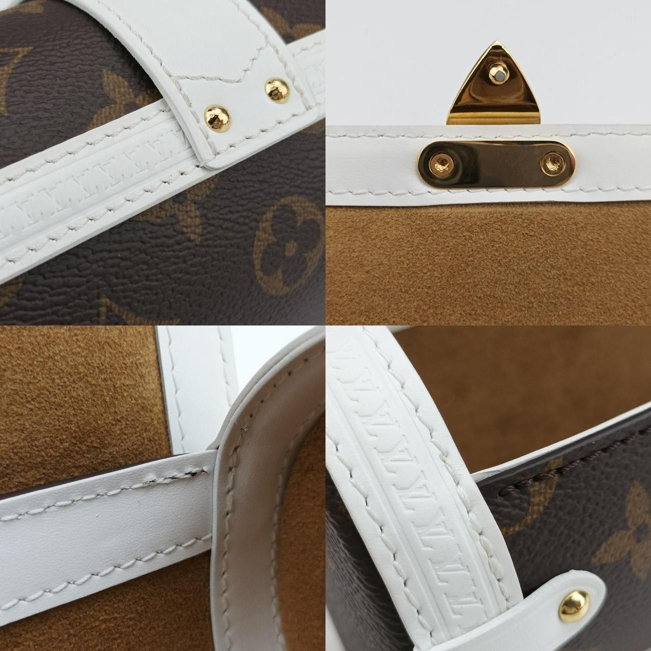 トランクモノグラム ブラウン系×ホワイトモノグラムキャンバス×カーフレザーM81485ICチップ