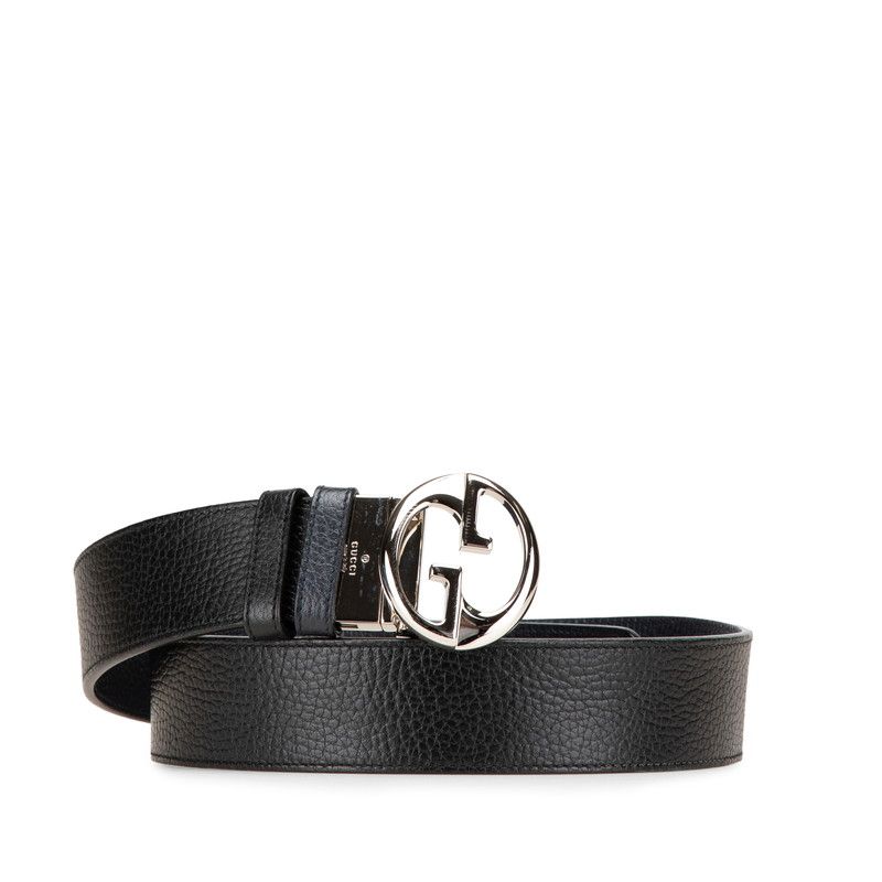 グッチ GGバックル ベルト 85.34 449715 ブラック レザー メタル メンズ GUCCI 1-0206224