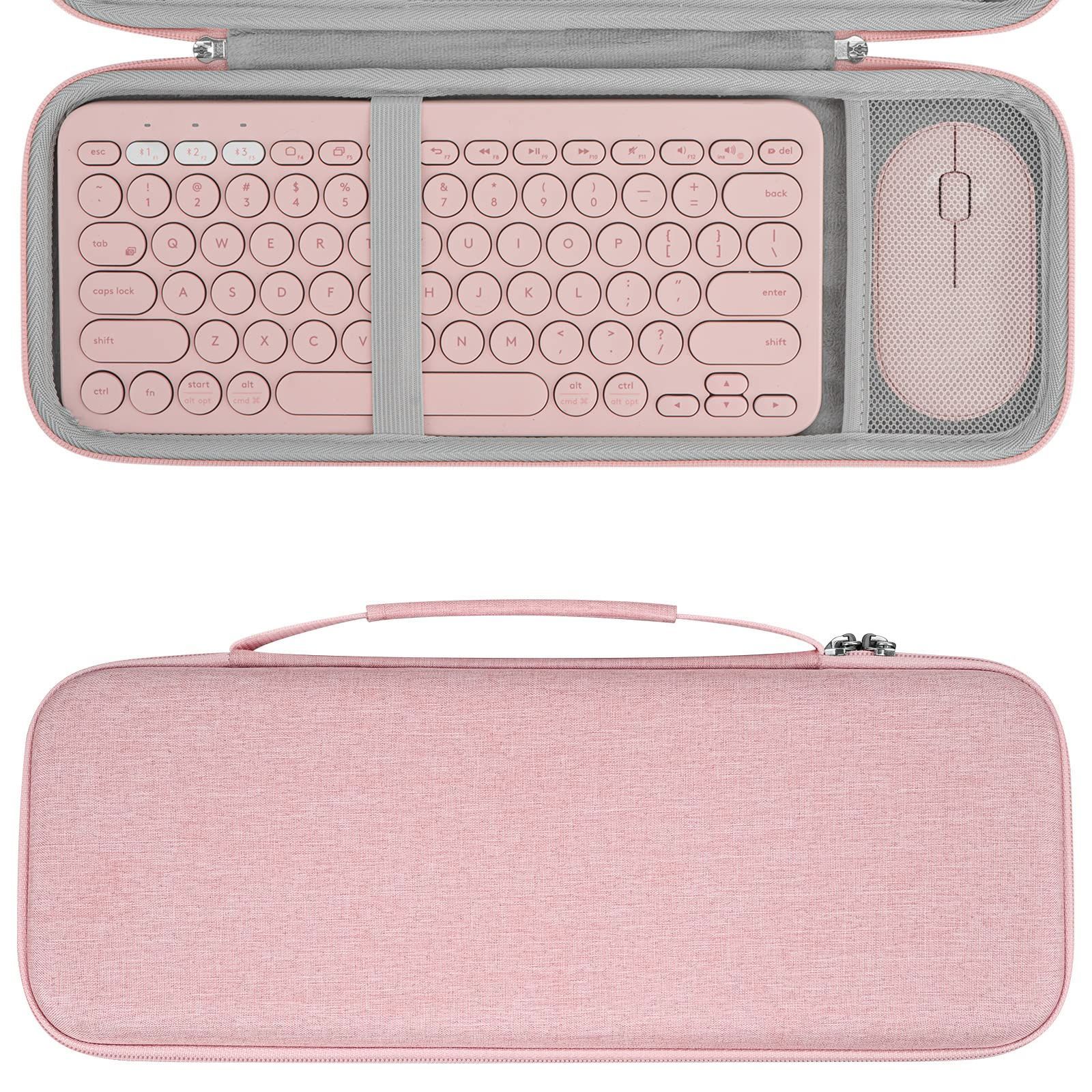 Color:ピンク Geekria 収納ケース 互換品ロジクール Logicool K380 + Pebble M350 ワイヤレス キーボード 無線 マウス ハードシェルトラベルキャリングバッグ (ピンク)