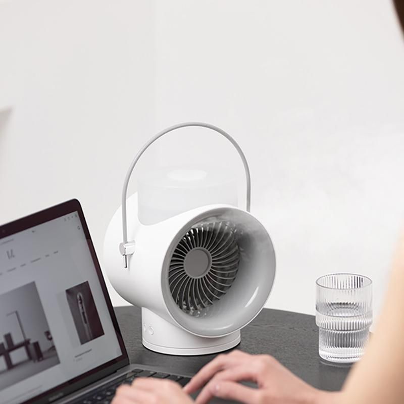 冷風扇 自動首振り 小型 冷却 冷風機 扇風機 携帯 加湿 USB充電式 静音