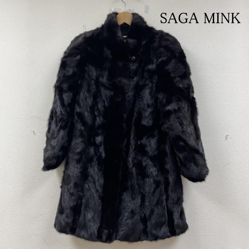 SAGA MINK  サガミンク コート 毛皮  総柄 銀タグ ブラック SAGA MINK サガミンク コート 毛皮、ファー 銀タグ 毛皮 ミンク