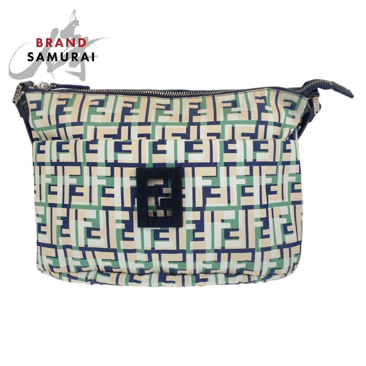 美品 FENDI フェンディ ズッカ柄 FFロゴ グリーン 緑 ピンク ネイビー 